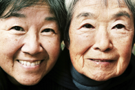 Happy senior woman and her daughter